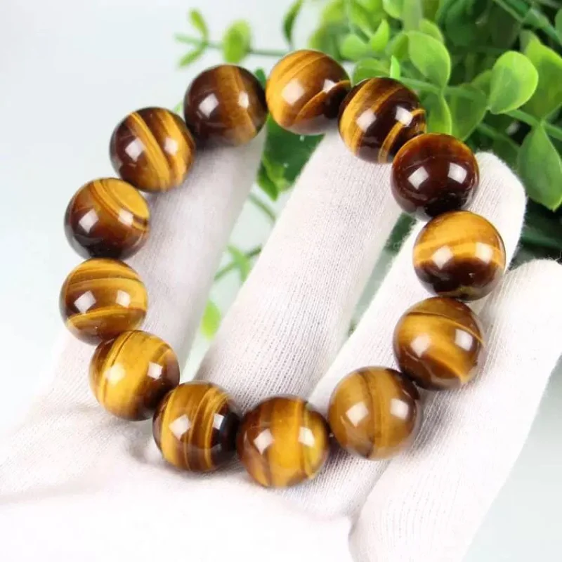 Natural Yellow Tiger's Eye Bracelet Single Circle Factory Wholesale Men's Yellow Wood Alexandrite Opal Rough Stone Golden Yellow