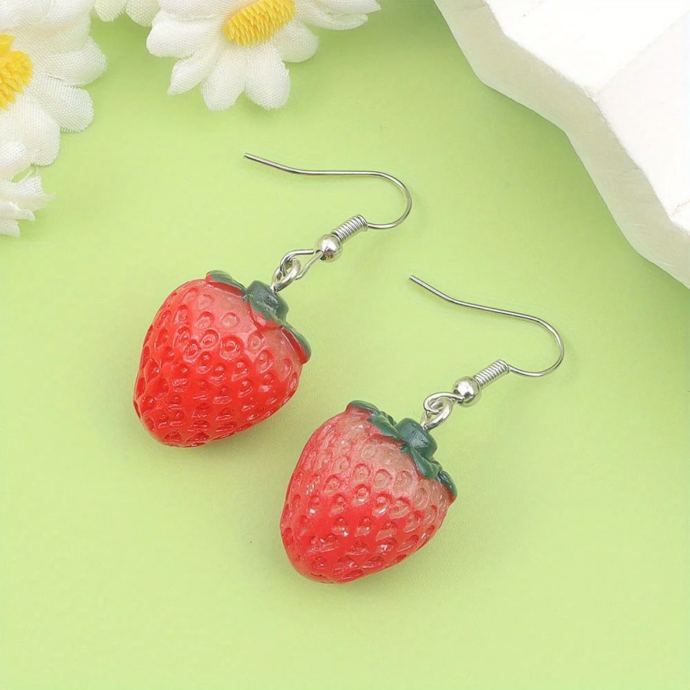 12/27/54 個赤い樹脂イチゴの形のペンダント、DIY ネックレス、イヤリング、結婚式の季節 & 感謝祭のギフト装飾アクセサリー