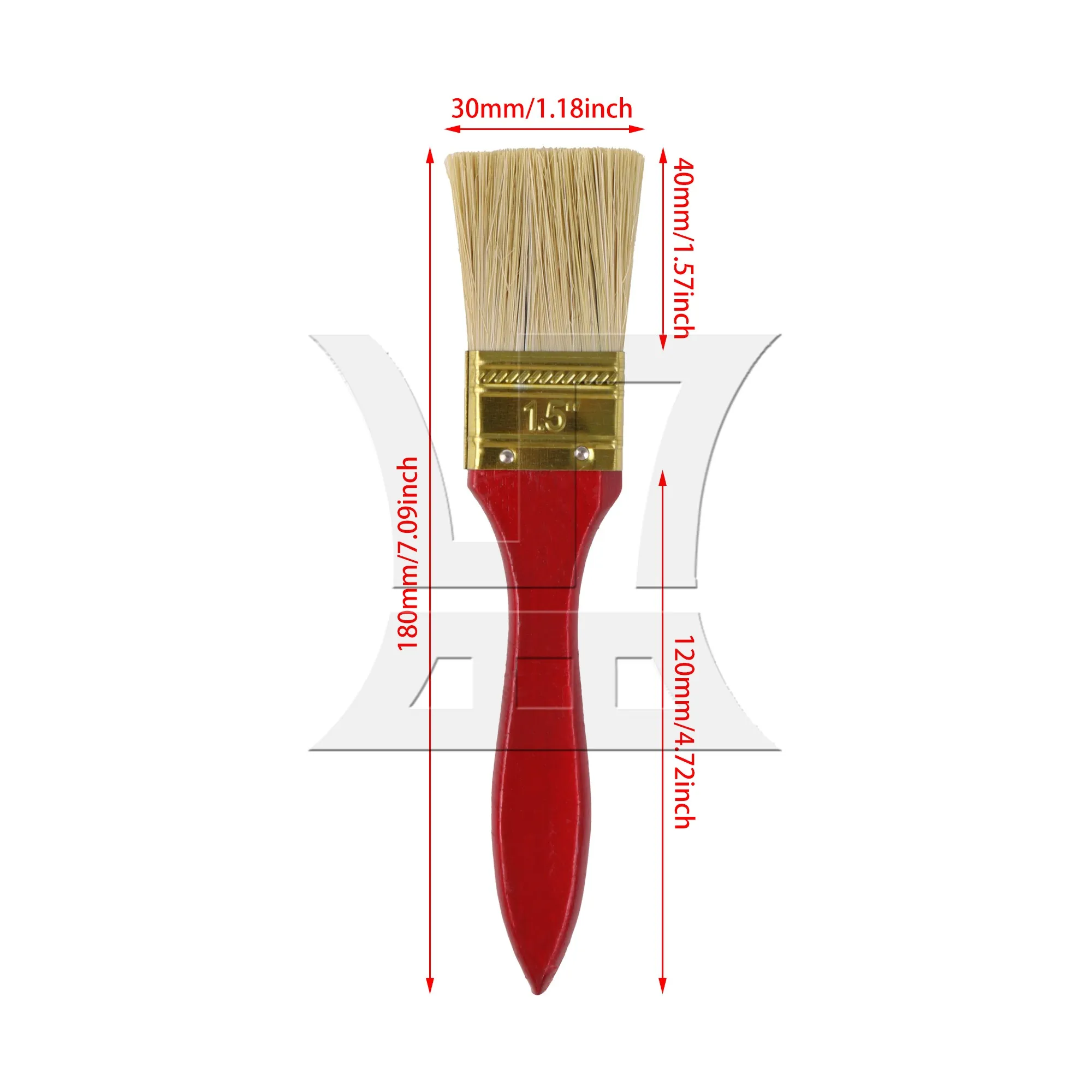 Thick Mahogany Handle Paint Brush, Pintura Ferramentas, 1,5 "Largura, 35 Pcs