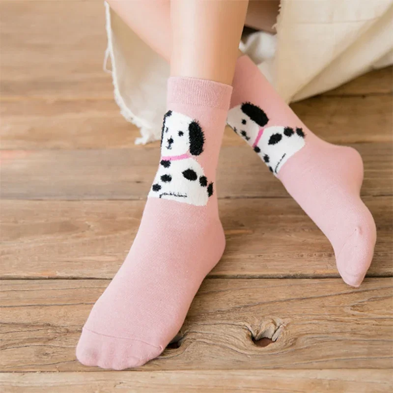 1 paire Hiver Garder Au Chaud Chaussettes Harajuku Coton Animal Mignon Kawaii Rose Drôle Chaussette Style Coréen Femmes Filles Chaussettes