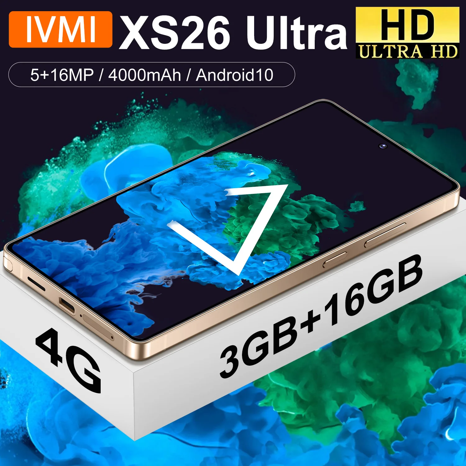 {Hot New } IVMI XS26 Ultra Smartphone 6.9-inch Android 10 3GB RAM 16GB ROM Face ID 4G Network Google Play Store Phone