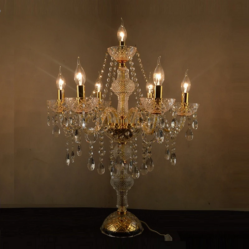 Imagem -03 - Luminária de Mesa Decorativa Moderna Candelabros com Cristal Dourado e Prateado para o Quarto Luminária de Mesa com Designs