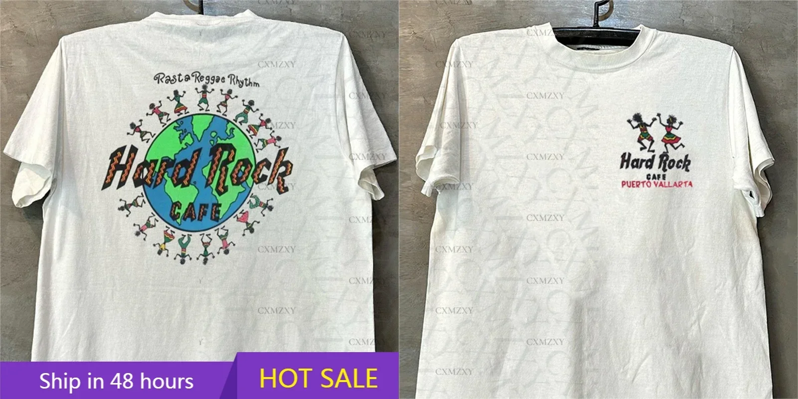 Camiseta de manga corta informal de verano para hombre Hard Rock Cafe Hard Rock Rock Restaurant Design Sense, estilo vintage americano de media manga