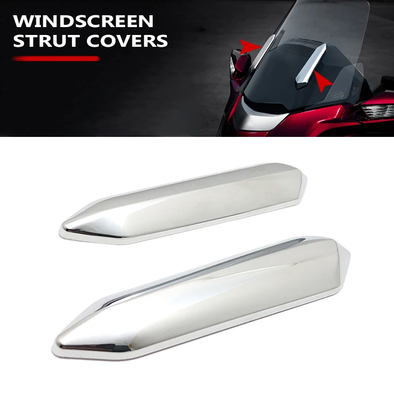 

1 Pair Chrome Motorcycle Windshield Windscreen Strut Covers For Honda Goldwing GL1800 Gold Wing 1800 Tour 2018-2023 2021 2022