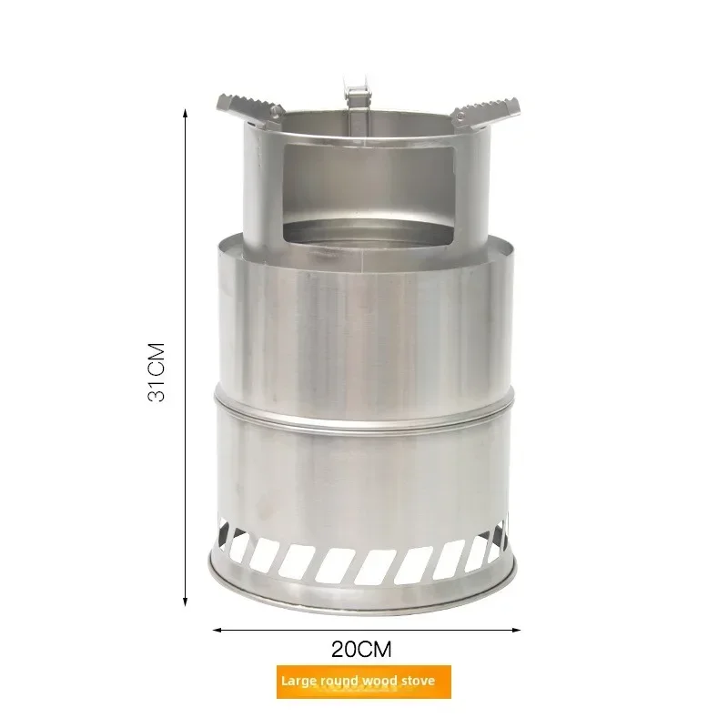 Estufa de leña redonda portátil para exteriores, estufa de carbón, estufa de Alcohol sólido, estufa de Picnic de acero inoxidable engrosada, grande