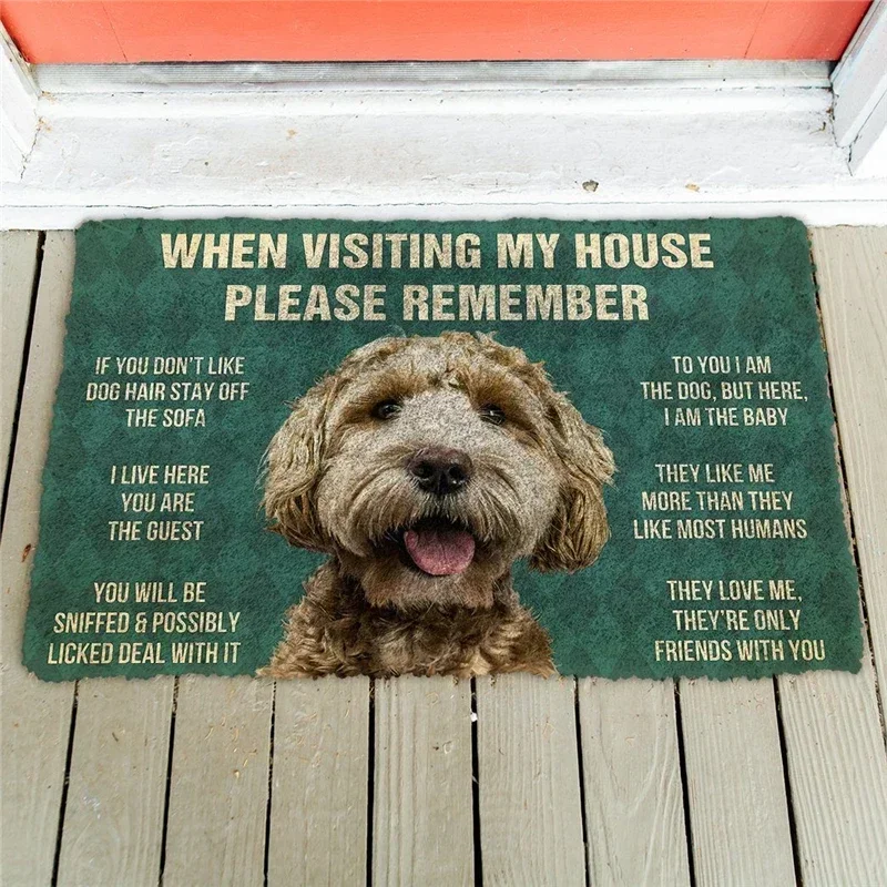 Please Remember Labrador Retriever Dogs House Rules Doormat Decor Print Carpet Soft Flannel Non-Slip Doormat for Bedroom Porch