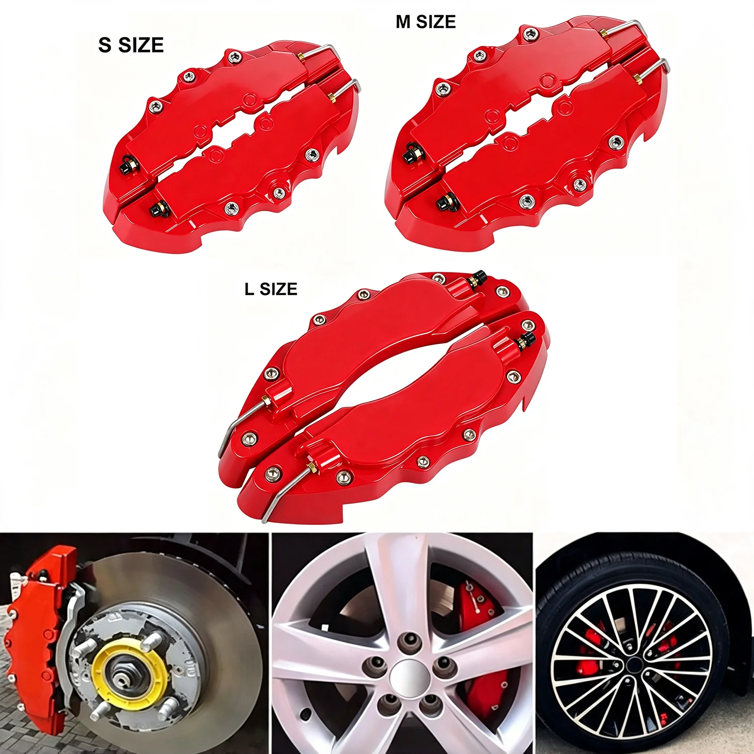 4Pcs 3D Sport ABS Aluminum Brake Caliper Covers Universal High Temp Easy Install Car Wheel Modification Racing Decor Accessories