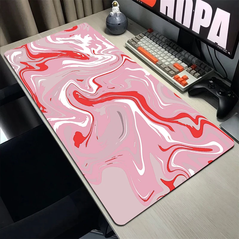 

Pink Strata Liquid Mouse Pad Large Mousepad Keyboard Gaming Mats For Mice Anti-slip Desk Pads Locking Edge Computer Mat 90x40cm