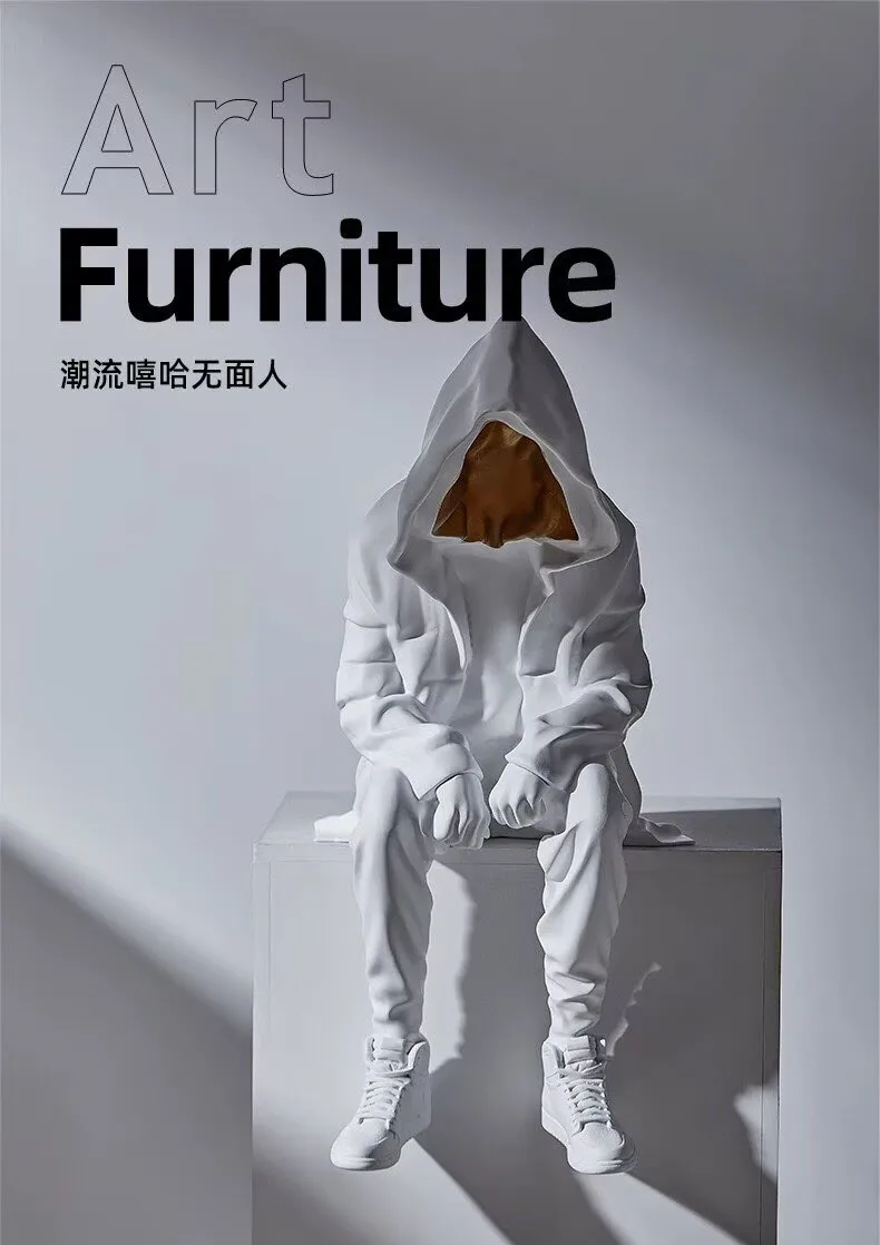 Character sitting posture large ornament home decor accessories living room decoration hip-hop faceless person statue sculpture