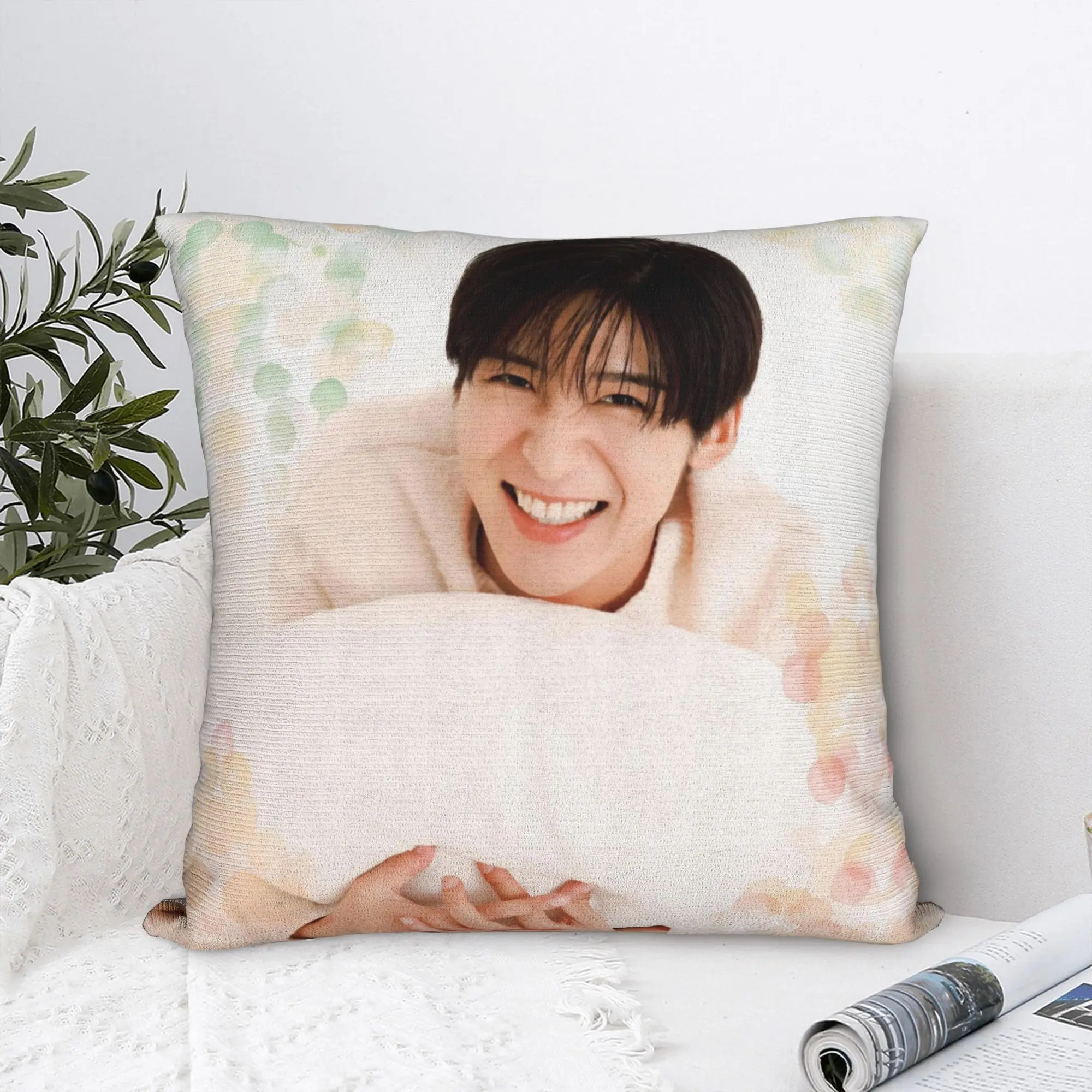 Ren Meguro Japanese Actor Square Pillow Cases  Cushion Covers Vintage Polyester Decorative Pillowcase for Sofa 18