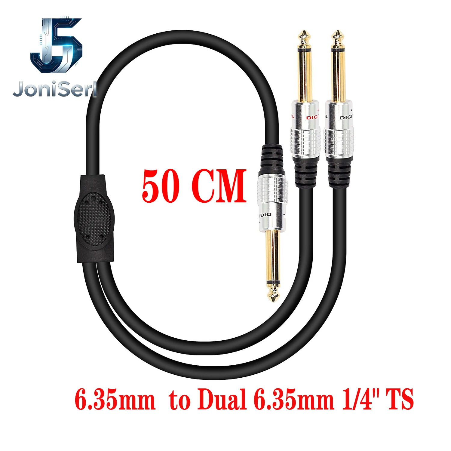 Metal Shell Gold-Plated 1/2 6.35mm Mono To 2 6.35mm Male And Female Audio Speakers Y-Shaped Extension Cable