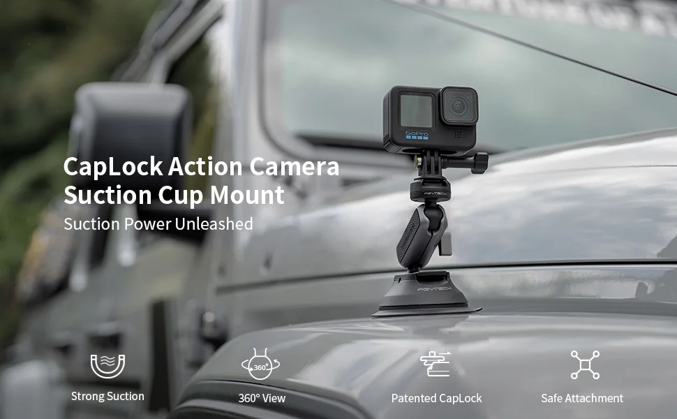 PGYTECH CapLock Saugnapf Autohalterung 360° ° Rotation für DJI OSMO Action POCKET 3 Gopro 12 10 9 mit 1/4 Standardadapter – Detail 1