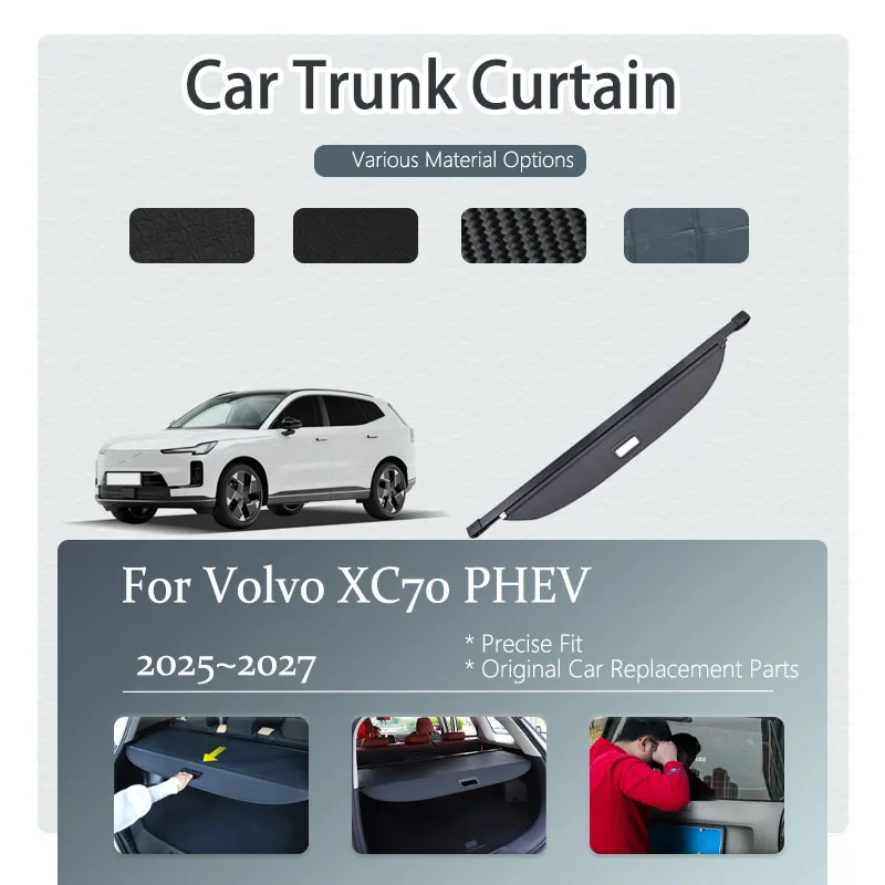 Car Trunk Curtains For Volvo XC70 PHEV/plug-in V446K 2025 2026 2027 Retractable Rack Partition Shelters Cargo Covers Accessories