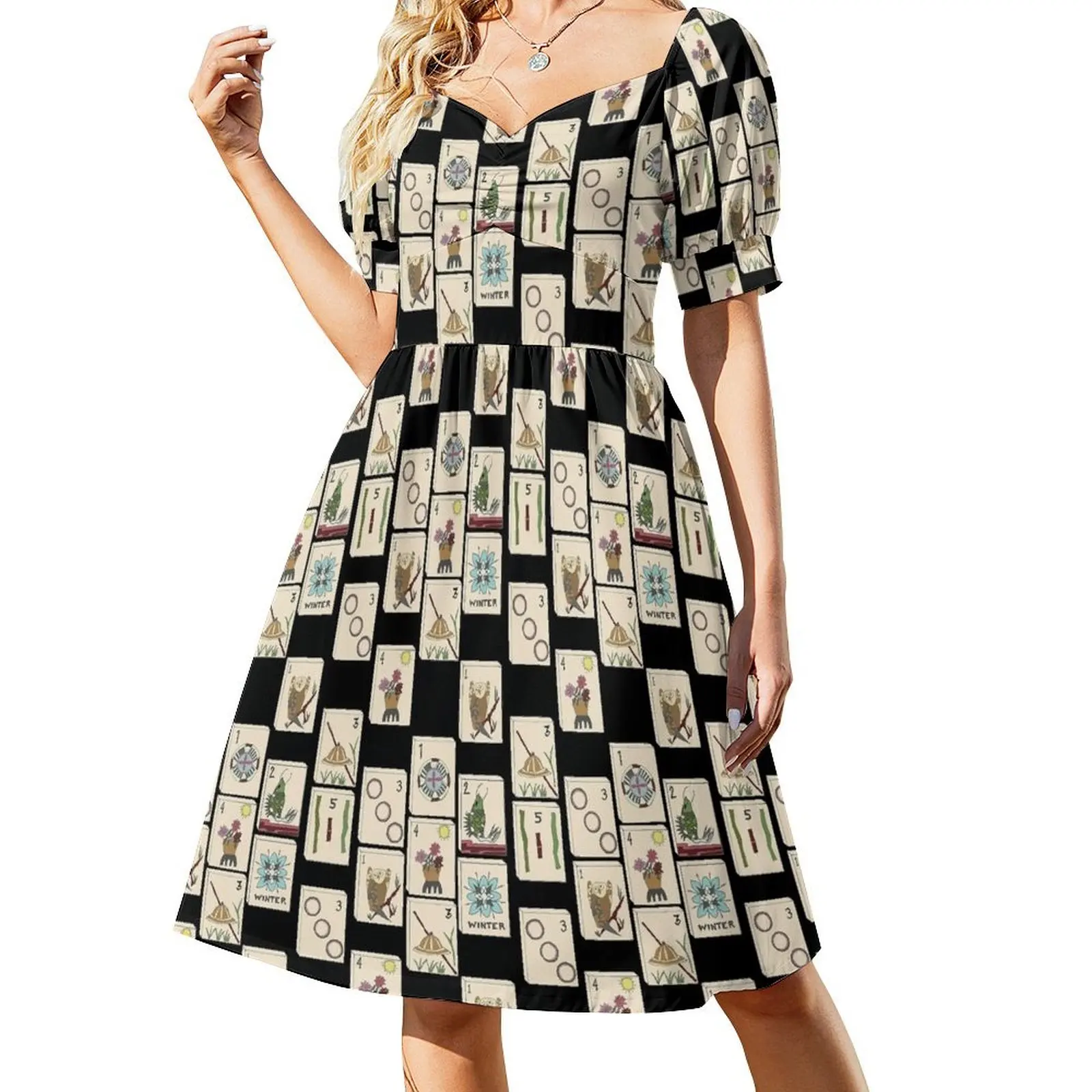 

Mahjong Majong Black Tile Pattern Dress dress for woman elegant and pretty women's dresses