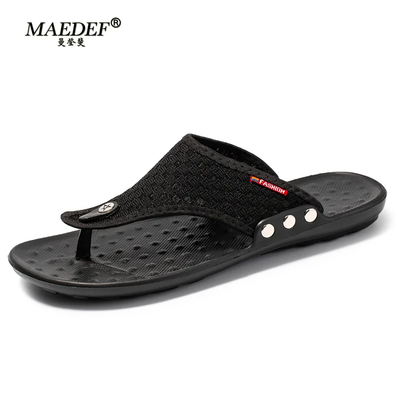 

MAEDEF Men Flip Flops Breathable Summer Sandals Lightweight Comfortable Beach Slippers for Men Slip Quick Dry Outdoor Slides