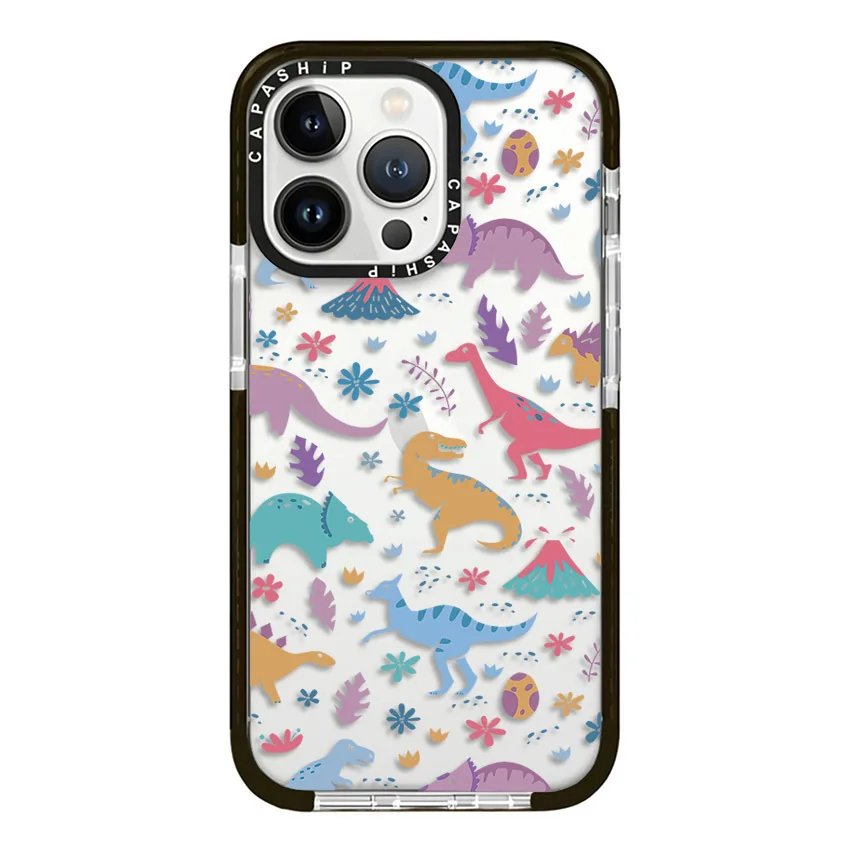 Dinosaurs Crystal Dinosaur Egg Volcano Case For iPhone 15 14 13 12 11 Pro X XS XR Max 7 8 Plus SE Soft TPU Shockproof Back Cover