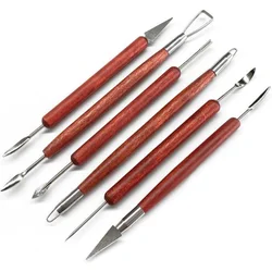 6pcs/set Pottery Tools Red Wood Double-Ended Wire Knife For Clay Repair, Clay Sculpture Carving Tool Set Pottery Tools