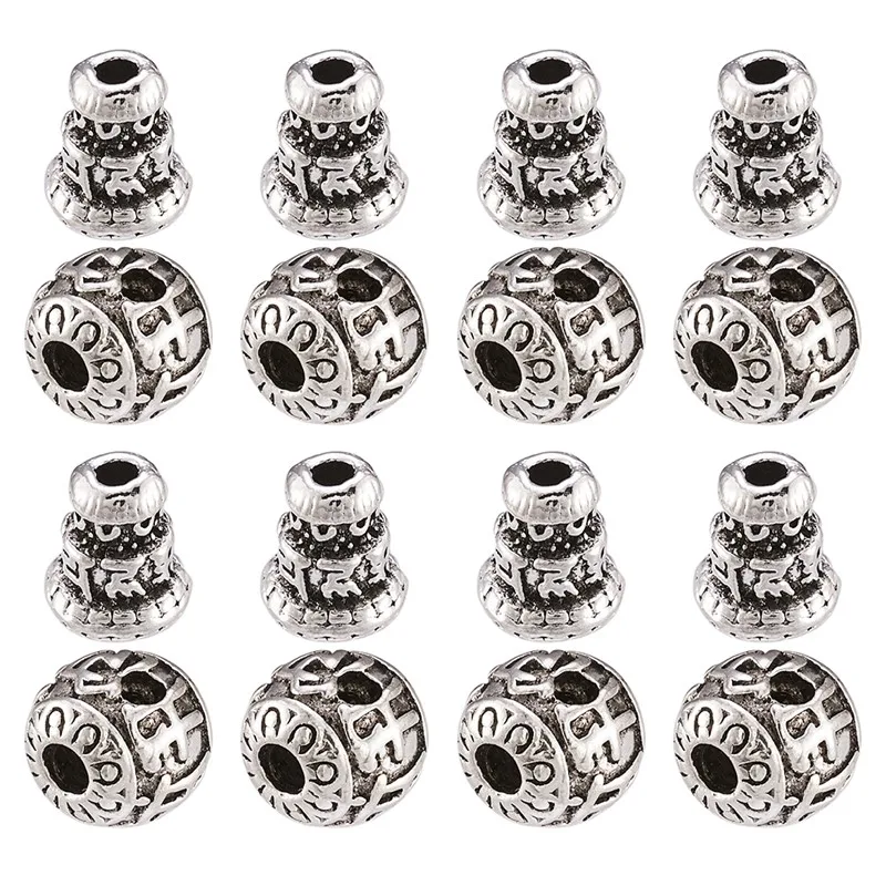 

10 Sets Tibetan Style Alloy Beads, Om Mani Padme Hum Round and Cone for Jewelry Making