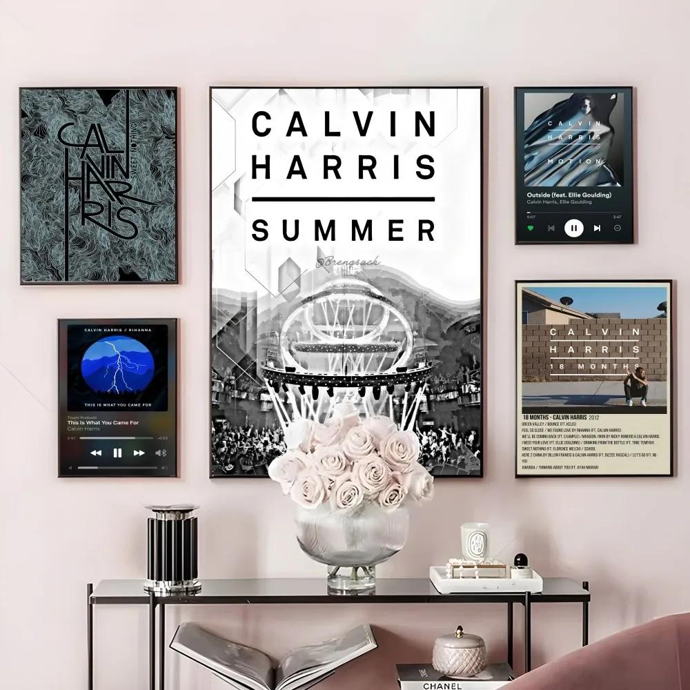 C-Calvin H-Harris Singer Album Cover Poster Sticky Wall Art Printing Waterproof Home Living Bed Room Bar Hallway Aesthetic Decor