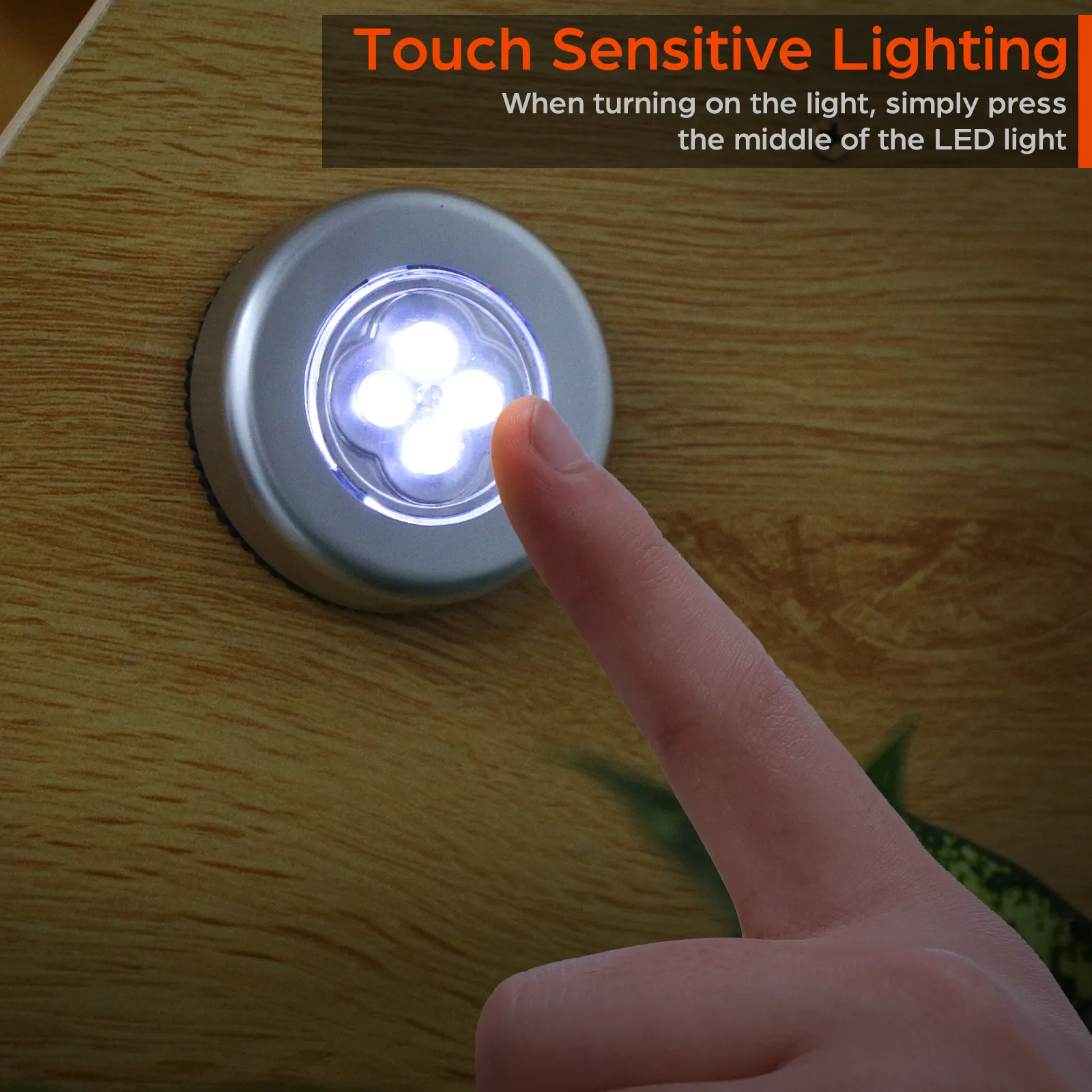 LED Battery Operated Stick On Lights Wireless Lamps for Closet Cabinet Hallway Car Trunk 4 Pack