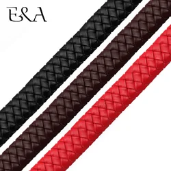 8*4mm 10*5mm 12*6mm Leather Rope Uninterrupted Braided Cowhide Cord For DIY Men Bracelet Jewelry Craft Making Accessories