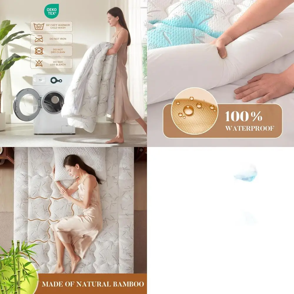 

Queen Size Waterproof Mattress Topper with Thick Pillow Top, 21 Inch Pocket, Soft Breathable for Back Pain Relief, White Protect