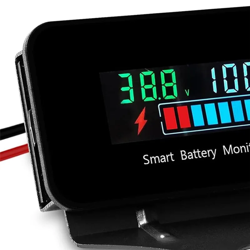 AS94-IPX7 Monitor batteria impermeabile con staffa 7-100 V, misuratore batteria per carrello da golf per auto, moto, cicalino, allarme e temperatura