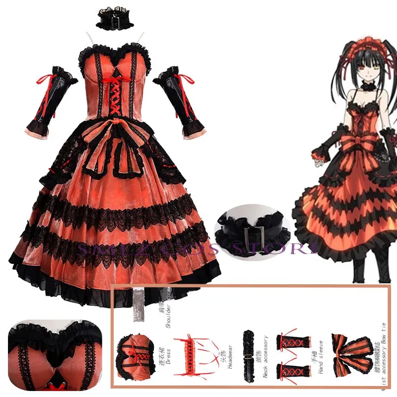 توكيساكي كورومي تأثيري أنيمي تاريخ لايف زي امرأة القوطية كابوس لوليتا فستان الأميرة شعر مستعار مجموعة هالوين حفلة الزي