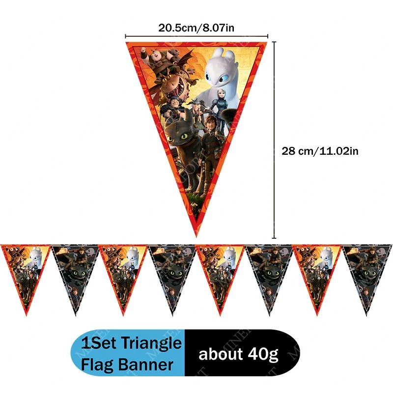 Drapeau triangulaire « Comment dresser votre dragon » pour décoration de fête, guirlande de fanions à suspendre, cadeaux pour enfants, fournitures de fête DIY