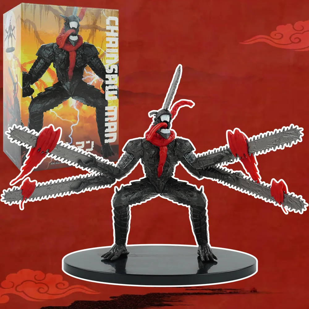 Anime Chainsaw Man Samurai Sword Figure PVC 4 Knife Squat Fighting Action Desktop Collection Ornaments Model Toy Gift 15CM