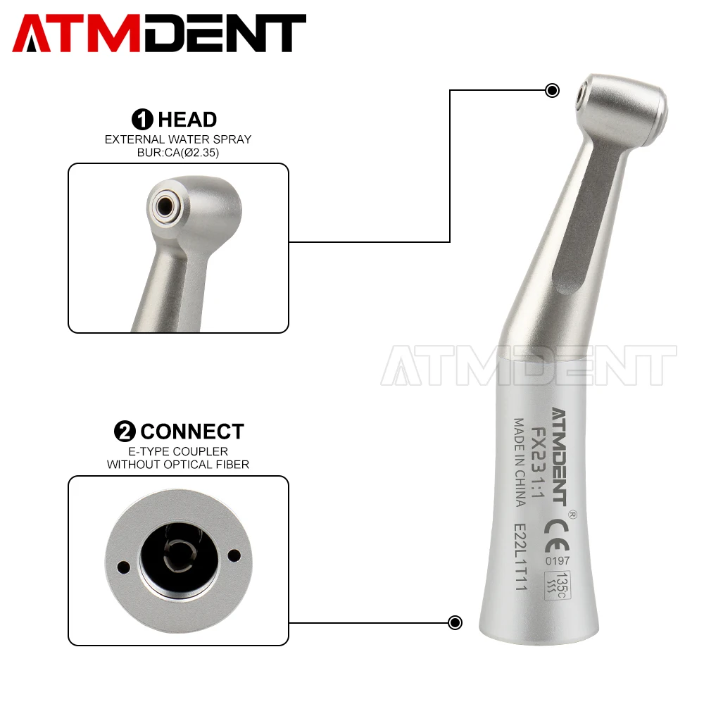 Dental Low Speed Contra Angle Straight Nose Cone Air Motor 2 / 4 Holes Low Speed Handpiece External Water Spray