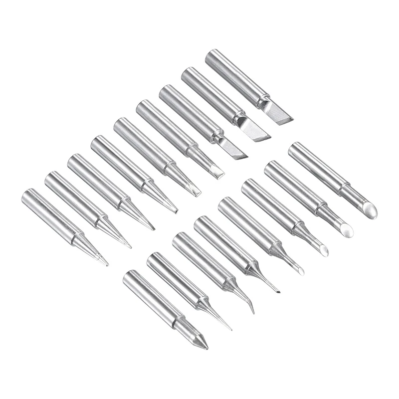 17Pcs Lead-free Soldering Iron Tip I+B+K+D+C+IS Series 4mmx41mm Replacements for Soldering Station Iron Head Repair Tools