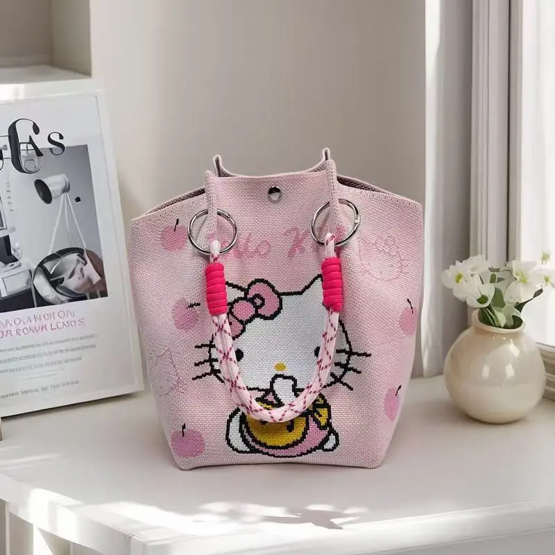 

Сумка Hello Kitty Sanrio, милая аниме-сумка с мультяшным принтом, креативная сумка для девочек, большая вместительная сумка для поездок на работу, для покупок, кавайная сумка для хранения, подарок