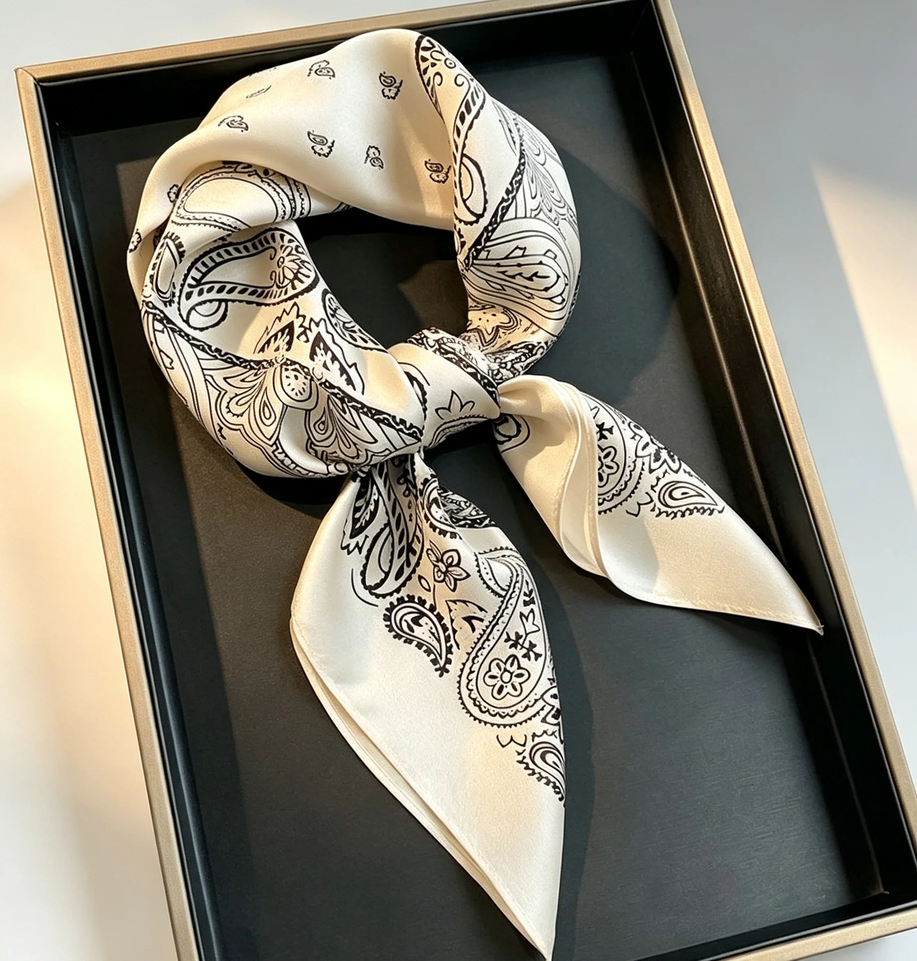 Fashionable Printed Silk Scarf,Made Of 100% Mulberry Silk Material,Women's Bandana Scarf, Headscarf, Headband, Shawl Decoration