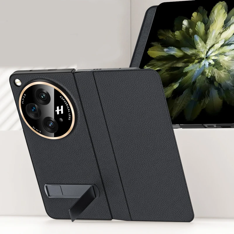 Official PU Leather Case For OPPO Find N3 Magnetic Shockproof Folding Cover with Metal Kickstand for One Plus Open