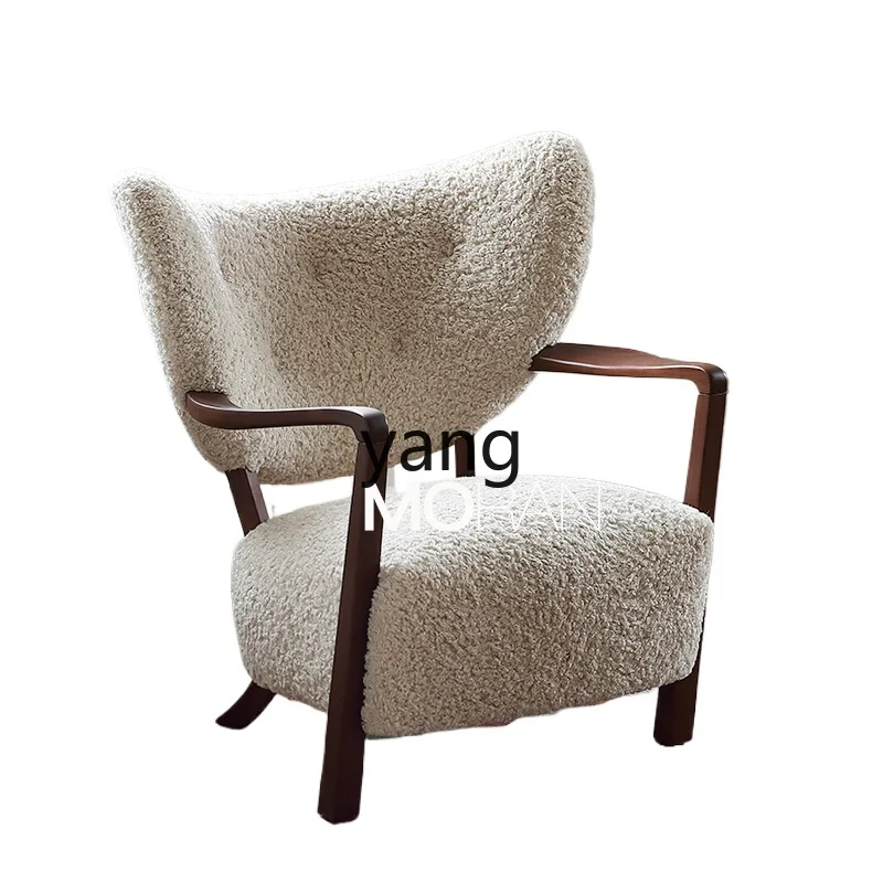 

L'm'm Single-Seat Sofa Chair Black Walnut Double Armrest Lamb Wool Sofa Chair