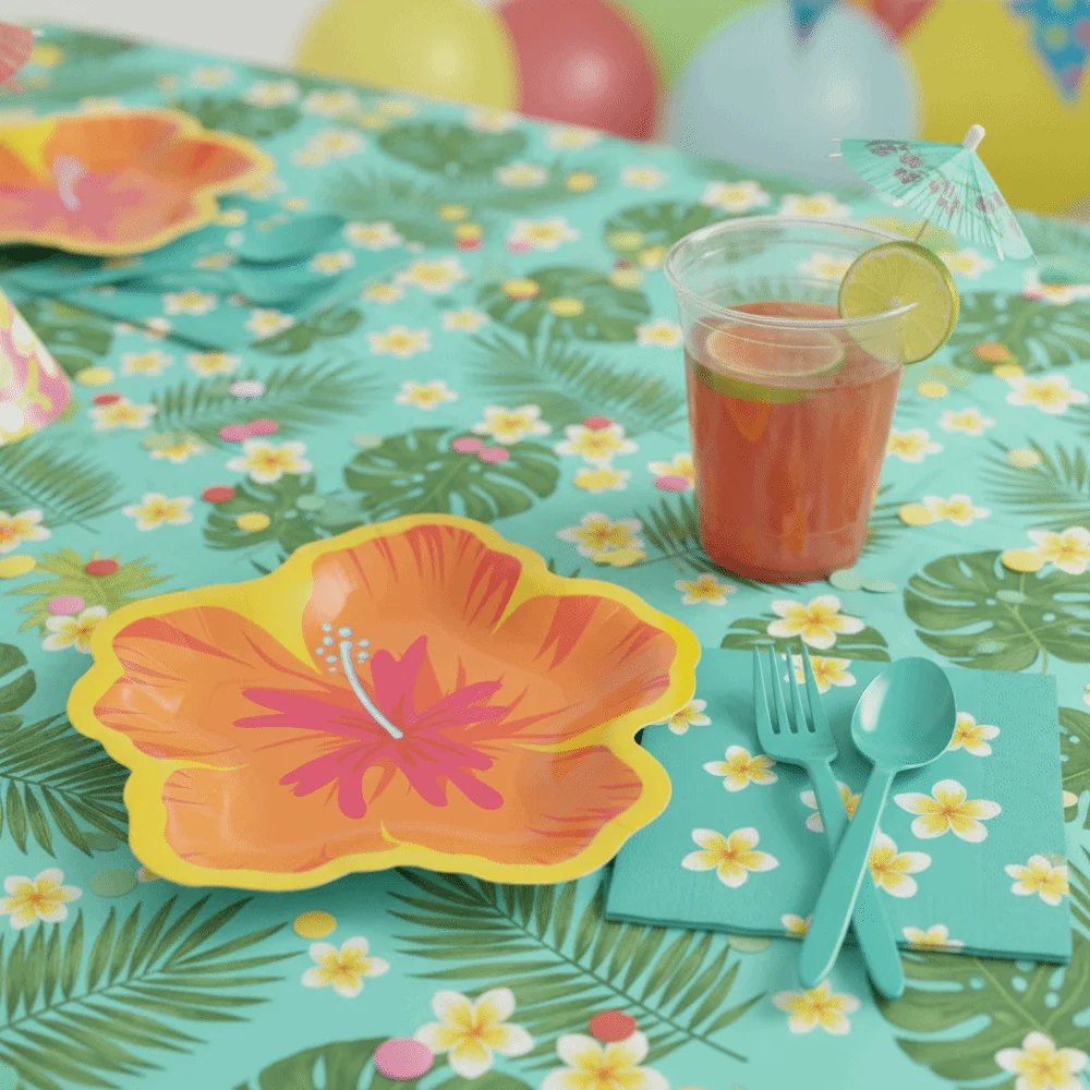 20PCS Paper Hibiscus Flower Shaped Plates Colorful Thickened Disposable Party Plate Waterproof Cake Paper Plates Outdoor