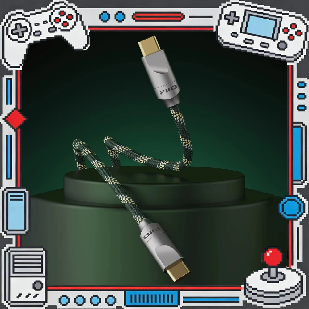 FiiO Link Series LINK-TC2 Dual Type-C Cable, 6N Silver-Plated Copper, Flexible Flame-Retardant PVC, OTG HiFi Decoding Line