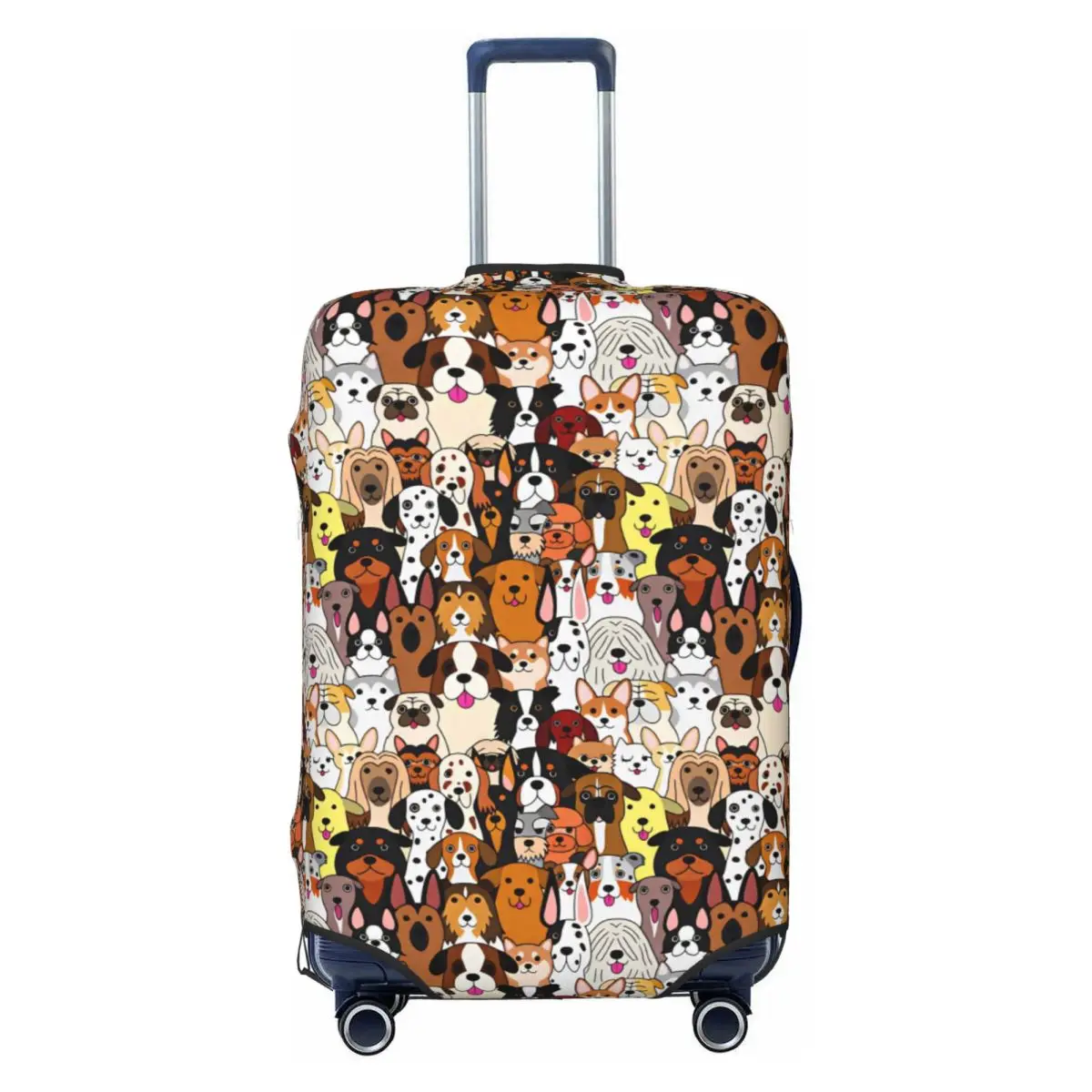 Doodle Style All Kinds Of Happy Puppies Suitcase Cover Flight Practical Luggage Accesories Travel Protector