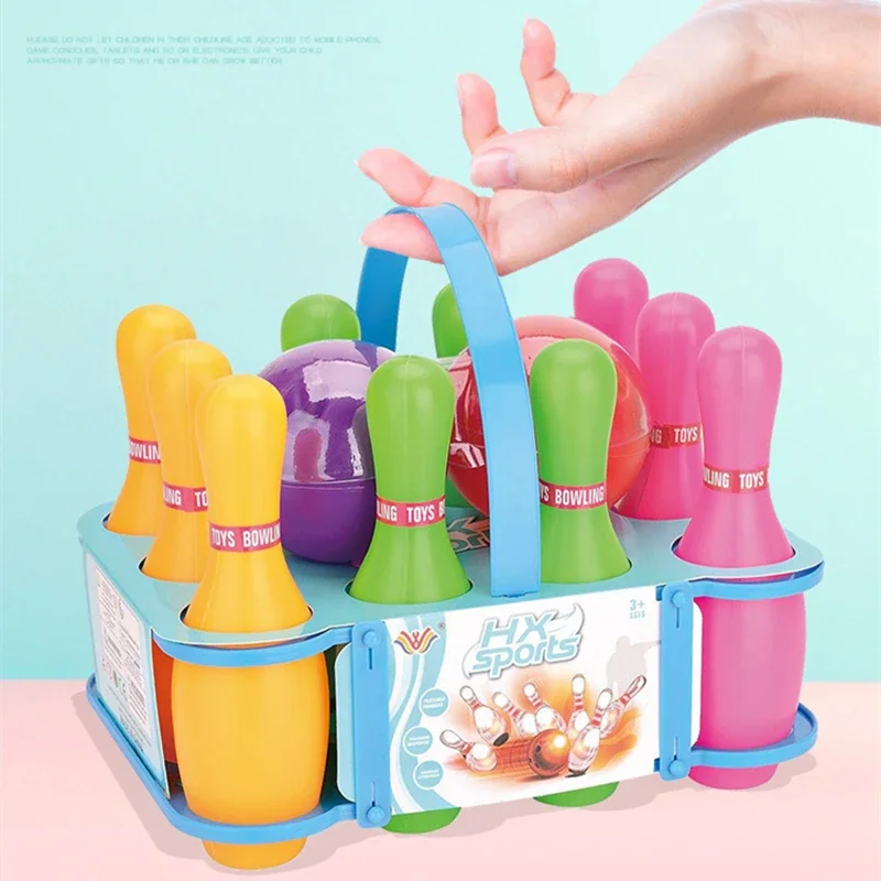 Conjunto de boliche iluminado para crianças, conjunto de bola de boliche que brilha no escuro, brinquedos interativos para pais e filhos