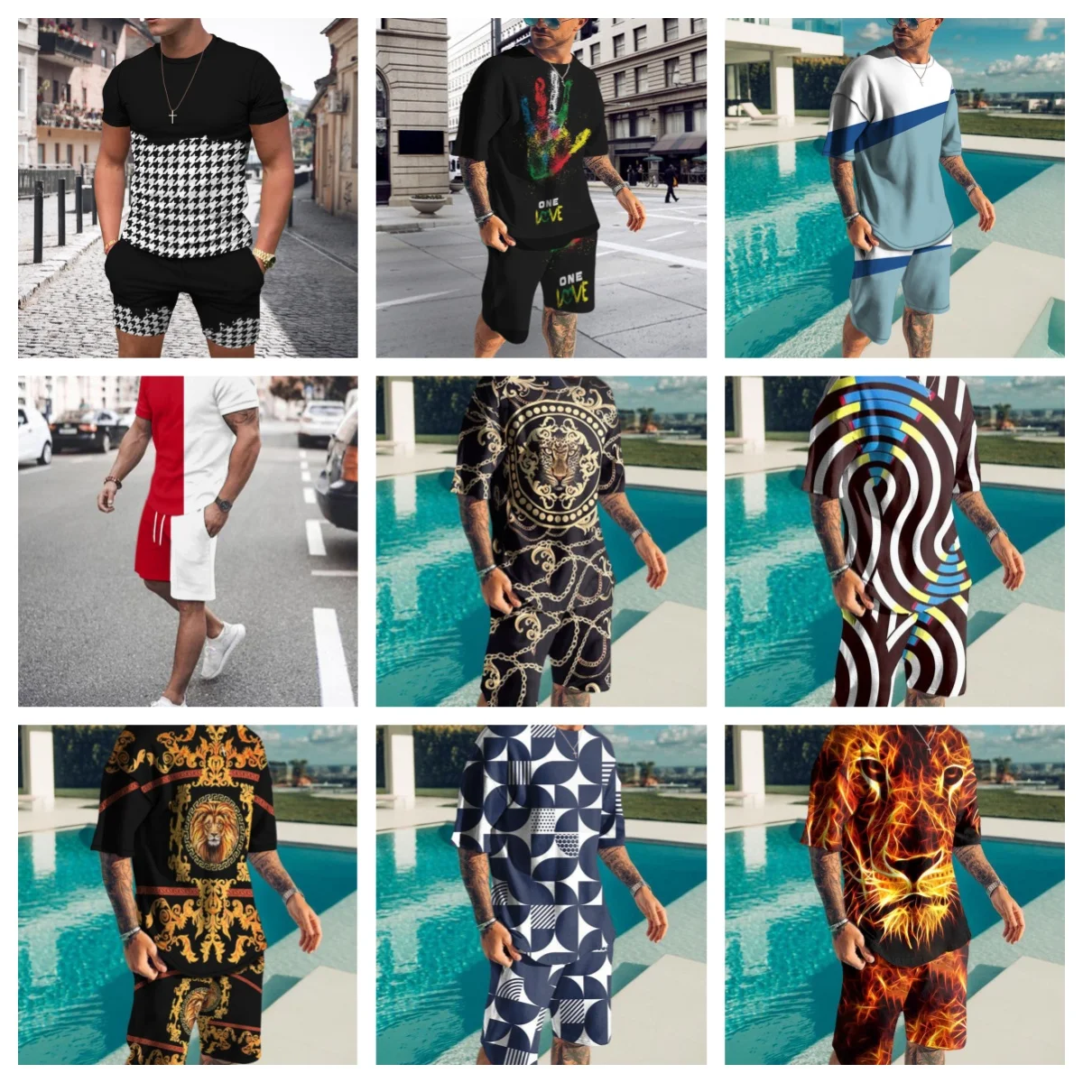 

25 Summer Hot-selling King Street Trend Fashion Men's Suit T-shirt Shorts Oversized Men's Top Y2K Style Casual Breathable Loose