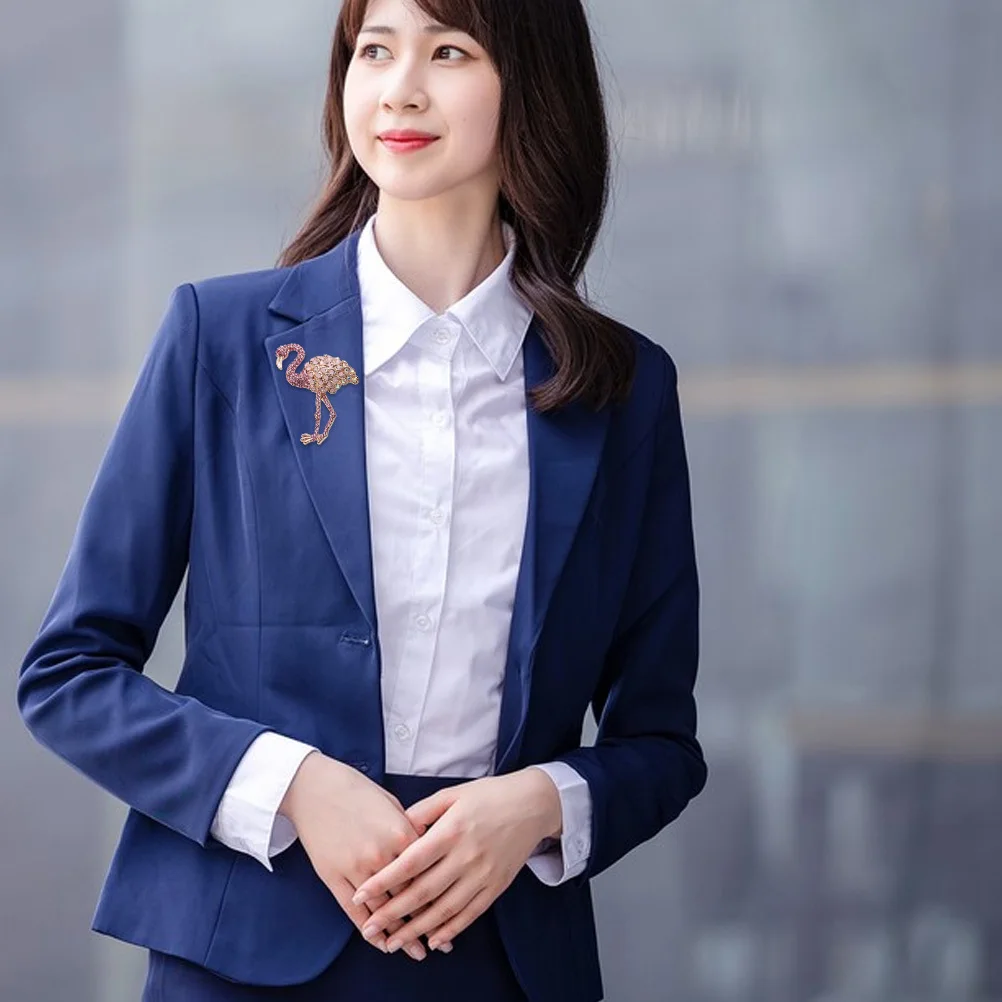 

Flamingo Brooch Pin Crystal Alloy Costume Clip Dress Clothes Brooch Pin Fashion Accessory Breastpin