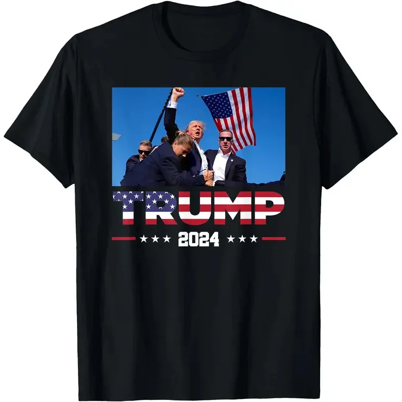 

2024 Election Trump Survived Shirt Fight T-Shirt for Men Women Cotton Short Sleeve O-neck Man Shirt Male Classical Tops