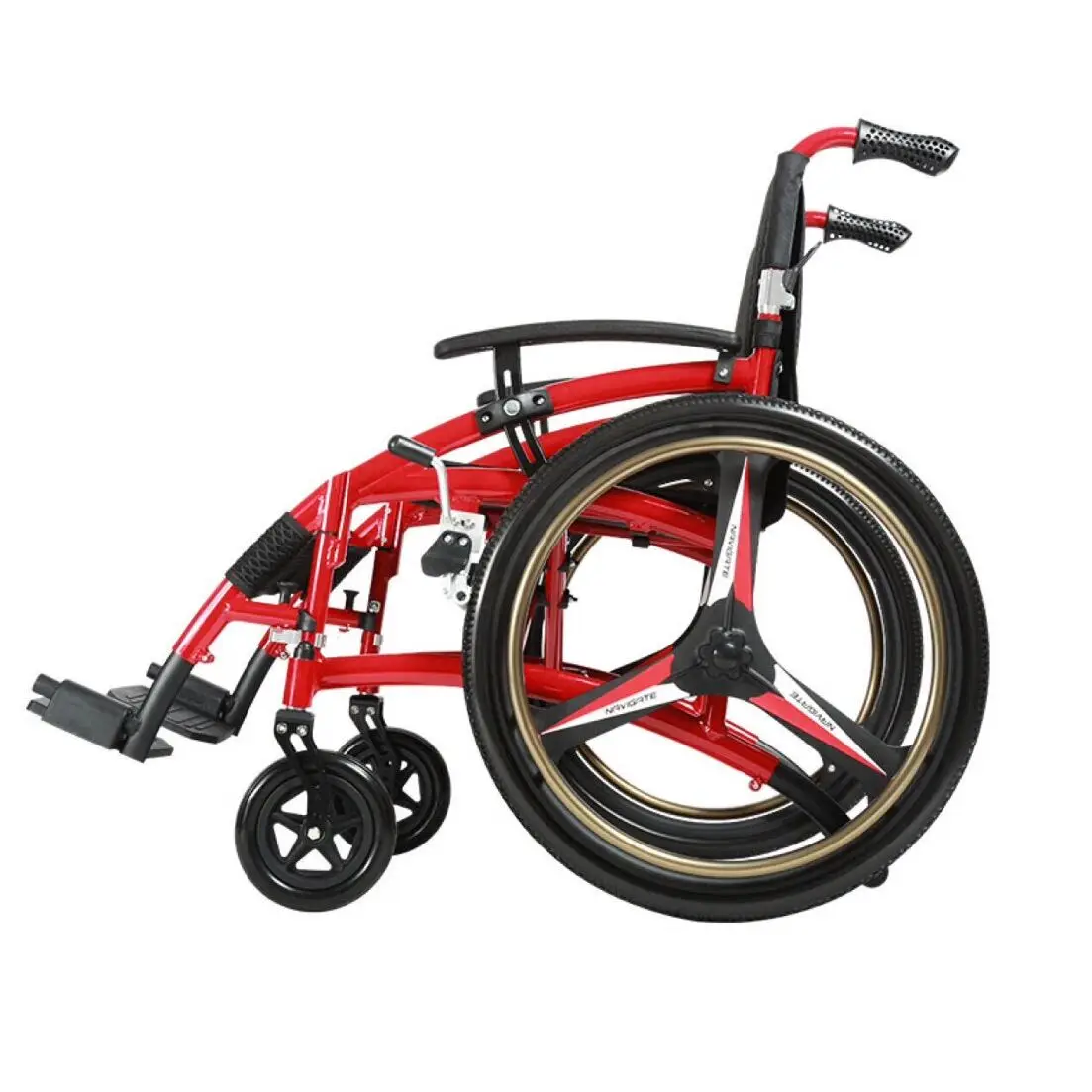 High Quality Portable Folding Manual Wheelchair With Solid Tires And Armrests For Elderly & Disabled Walker & Rollator