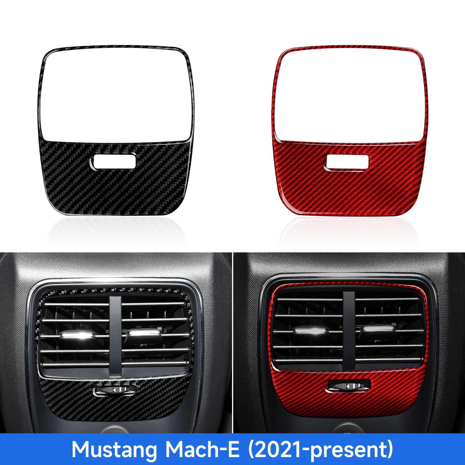 

Soft Carbon Fiber Interior Sticker. Car Rear Air Outlet Panel. For Ford Mustang Mach-E (2021-2027) Trim Accessories.