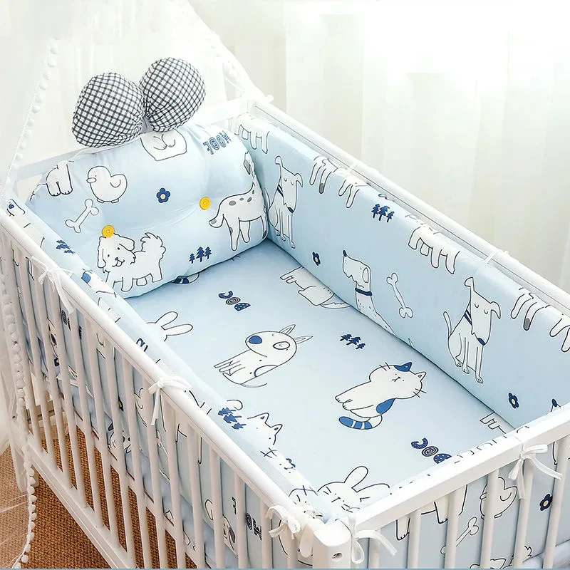 Newborn Cotton Breathable One-piece Bed Bumper Removable Washable Children Bedding Set Four Seasons Universal Cartoon CribBumper