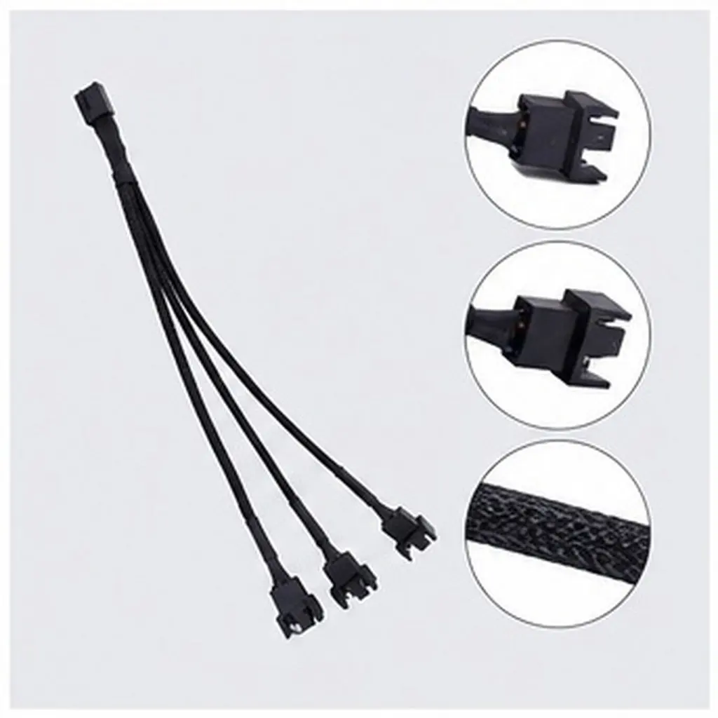 Mainboard CPU Pwm Fan Extention Cable Black Design Supports Automatic Speed Regulated Fan Splitter for Pc Cooling