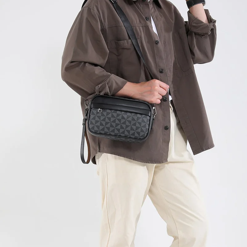 Lässige, leichte Business-Umhängetaschen für Herren, PU-Leder, Umhängetasche, bequem, breiter Riemen, Umhängetaschen, Designer für Herren – Detail 5