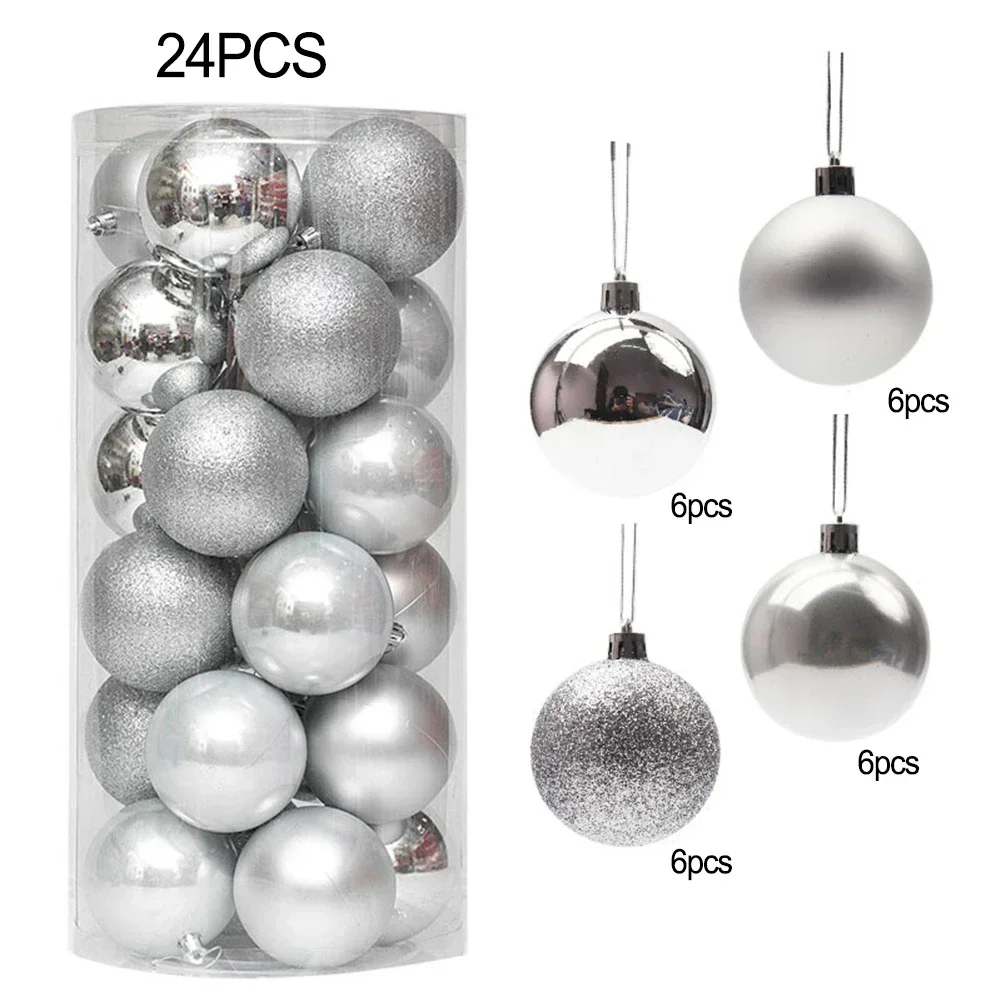 24 stks/doos 3 cm Kerstballen Kerstballen Ornament Vrolijk Kerstfeest Kerstboom Opknoping Hangers Nieuwjaar Party 2024 Navidad Home Decor