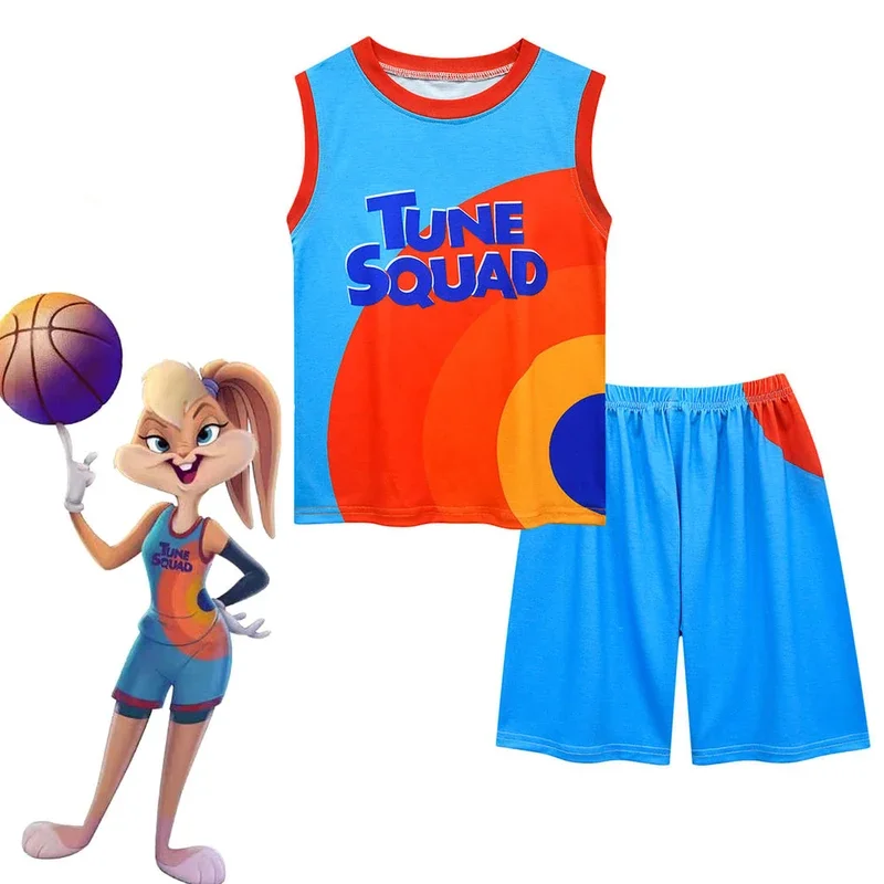 Kids Clothes Boys Girls Space Jam 2 Cosplay Costumes Tune Squad Vest Tshirt Shorts Pants Baby Children Basketball Sports Suit